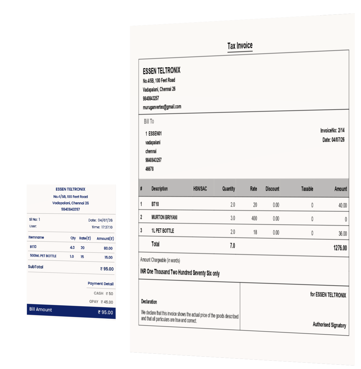Bill Format Page